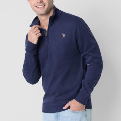 U.S. Polo Assn. Flatback Mens Mock Neck Long Sleeve Quarter-Zip Pullover