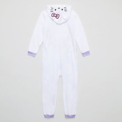 Little & Big Kid Girls Hello Kitty Microfleece Hooded Long Sleeve One Piece Pajama