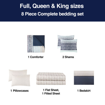 Home Expressions Mercer Stripes Complete Bedding Set With Sheets