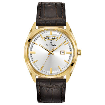 bulova leather watch men