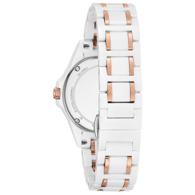 Bulova Marine Star Womens Diamond Accent White Strap Watch 98p172