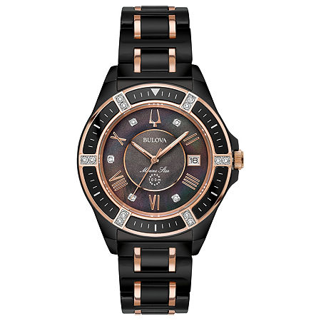 Bulova Marine Star Womens Diamond Accent Two Tone Bracelet Watch 98r242, One Size