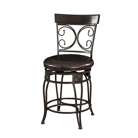 Big And Tall Back To Back Scroll Bar Stool, One Size, Brown