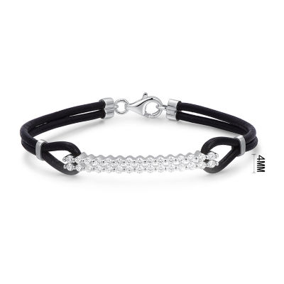 Sterling Silver Round Cubic Zirconia 7.25" Bracelet