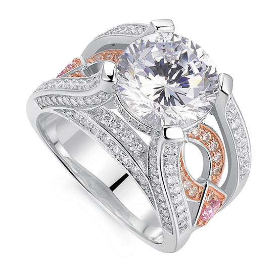 Womens 5 1/2 CT. T.W. Multi Color Cubic Zirconia Sterling Silver Round Engagement Ring