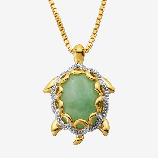Jade Turtle Pendant Necklace 14K/Sterling Silver