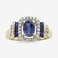 1/7 CT. T.W. Diamond & Genuine Blue Sapphire 10K Gold Ring