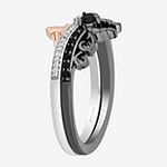 Enchanted Disney Fine Jewelry Womens 1/6 CT. T.W. Genuine Black Diamond 14K Rose Gold Over Silver Sterling Silver Maleficent Ring Sets