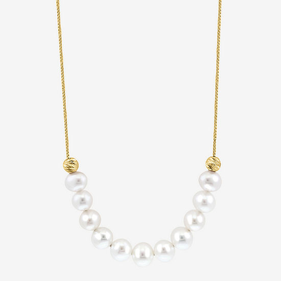 Effy  Womens White Cultured Freshwater Pearl 14K Gold Over Silver Strand Necklace