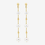 Effy  White Cultured Freshwater Pearl 14K Gold Over Silver Drop Earrings