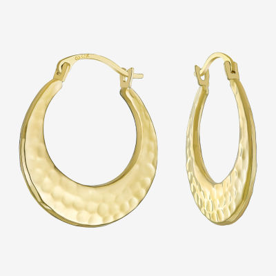 Hammered 14K Gold 20mm Round Hoop Earrings