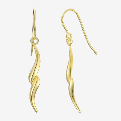 Womens 14K Gold Round Drop Earrings