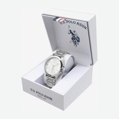 U.S. Polo Assn. Mens Silver Tone Strap Watch Usc80727jc