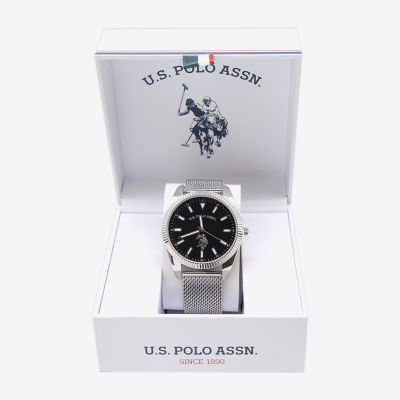 U.S. Polo Assn. Us Polo Assn. Mens Silver Tone Stainless Steel Strap Watch Usc80728jc