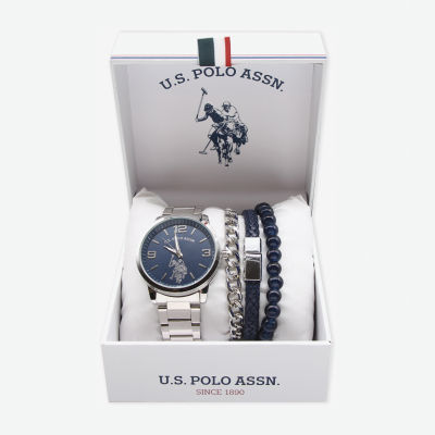 U.S. Polo Assn. Us Polo Assn. Mens Silver Tone 4-pc. Watch Boxed Set Usc20234jc