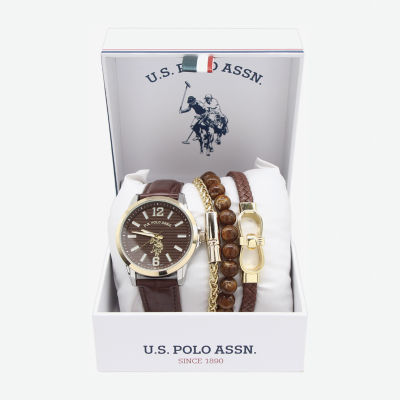 U.S. Polo Assn. Us Polo Assn. Mens Brown 4-pc. Watch Boxed Set Usc20235jc