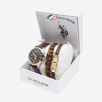 U.S. Polo Assn. Us Polo Assn. Mens Brown 4-pc. Watch Boxed Set Usc20235jc