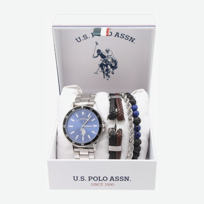 U.S. Polo Assn. Us Polo Assn. Mens Silver Tone 4-pc. Watch Boxed Set Usc20237jc