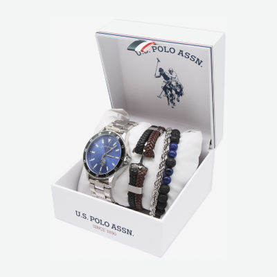 U.S. Polo Assn. Us Polo Assn. Mens Silver Tone 4-pc. Watch Boxed Set Usc20237jc