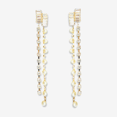 Bijoux Bar Linear Simulated Pearl Drop Earrings