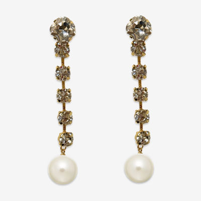 Bijoux Bar Linear Simulated Pearl Drop Earrings