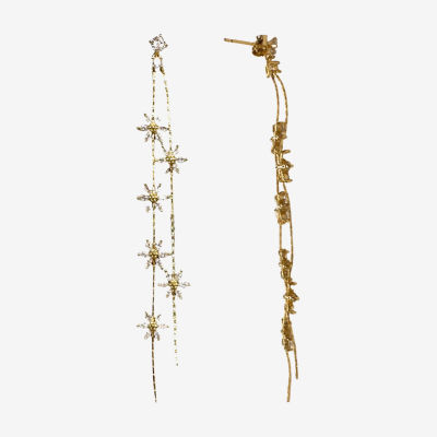 Bijoux Bar Gold Tone Linear Flower Drop Earrings