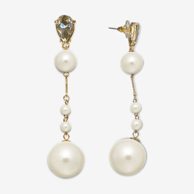 Bijoux Bar Linear Simulated Pearl Drop Earrings