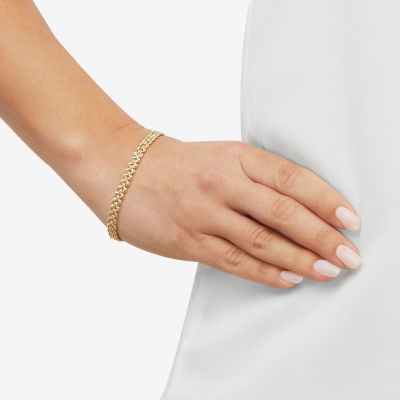 Womens 10K Gold Round 7.25 Inch Link Bracelet