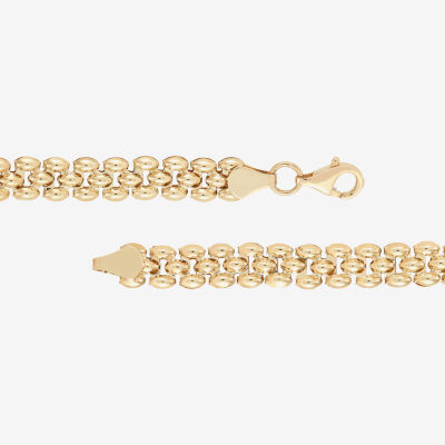 Womens 10K Gold Round 7.25 Inch Link Bracelet