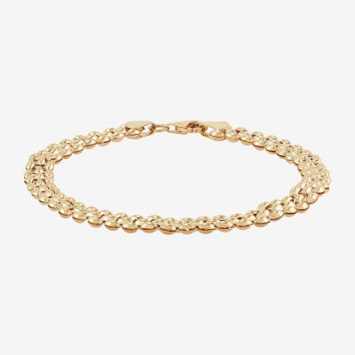 Womens 10K Gold Round 7.25 Inch Link Bracelet