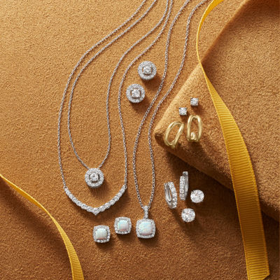 Yes, Please! Lab Created White Opal Sterling Silver 8mm Stud Earrings