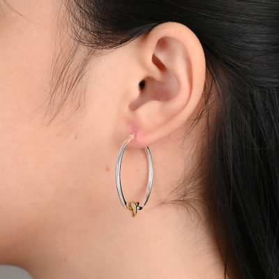 Womens 18K Gold Over Silver Sterling Silver 30mm Hoop Earrings