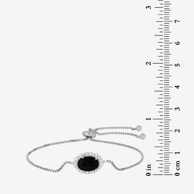 Black Onyx Sterling Silver Round Bolo Bracelet