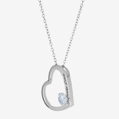 DiamonArt® Womens 3/4 CT. T.W. Lab Created White Cubic Zirconia Sterling Silver Heart Pendant Necklace