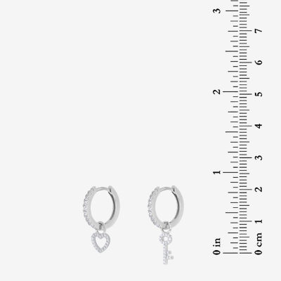 Diamonart 7/8 CT. T.W. White Cubic Zirconia Sterling Silver Keys Drop Earrings