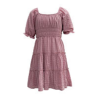Trixxi Girl Little & Big Girls Short Sleeve Raglan Sleeve A-Line Dress, Large, Pink