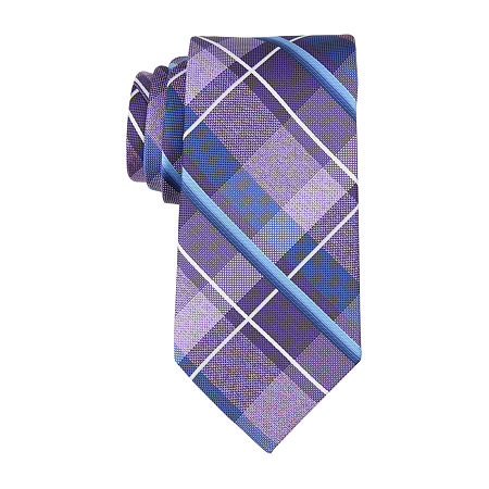 Stafford Cash Plaid Tie, One Size, Purple