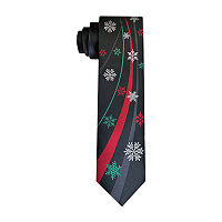 Hallmark Black Snwflake Panel Holiday Tie, One Size, Black
