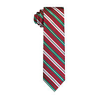 Hallmark Red Ii Candycane Stripe Holiday Tie, One Size, Red