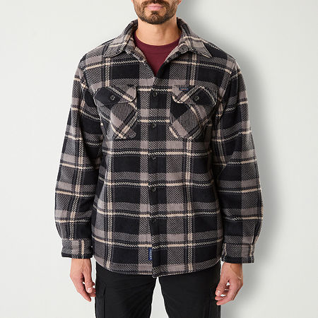 Smiths Workwear Sherpa Mens Fleece Lined Shirt Jacket, Medium, Gray