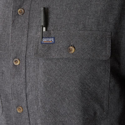 Smiths Workwear Solid Heather Mens Long Sleeve Regular Fit Flannel Shirt