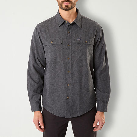 Smiths Workwear Solid Heather Mens Regular Fit Long Sleeve Flannel Shirt, Large, Gray