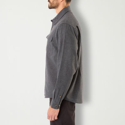 Smiths Workwear Solid Heather Mens Long Sleeve Regular Fit Flannel Shirt