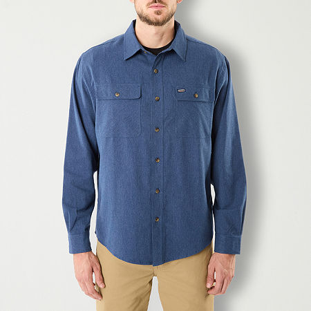 Smiths Workwear Solid Heather Mens Regular Fit Long Sleeve Flannel Shirt, X-large, Blue