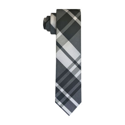 J. Ferrar Extra Long Plaid Tie, Color: Black Ii Plaid - JCPenney