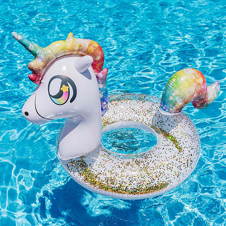 PoolCandy Glitter Unicorn - 40IN Pool Tube, One Size, White