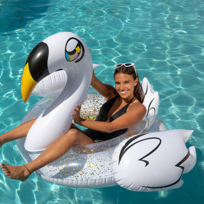 PoolCandy Glitter Swan With Wings- 48IN Jumbo Pool Tube