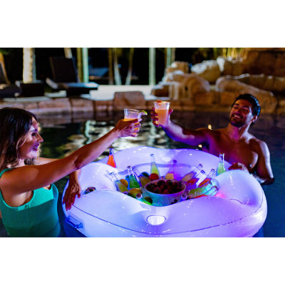 PoolCandy Illuminated Led Floating Bar With Ice Chest & 6 Drink Holders