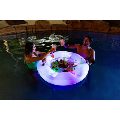 PoolCandy Illuminated Led Floating Bar With Ice Chest & 6 Drink Holders