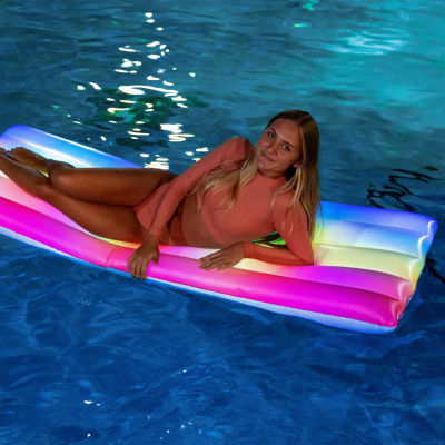 PoolCandy Rainbow Collection Illuminated Led Deluxe Pool Raft - 74 X 30IN